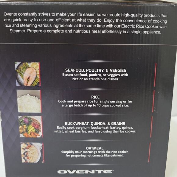 OVENTE Rice Cooker with Food Steamer Basket - Makes up to 10-cups cooked rice - Picture 4 of 6